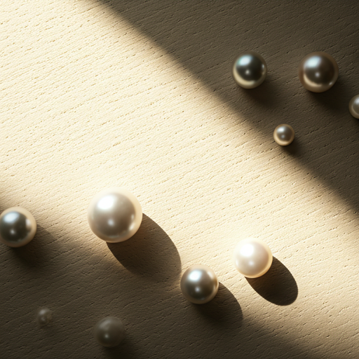 Unstrung pearls arranged on a textured surface